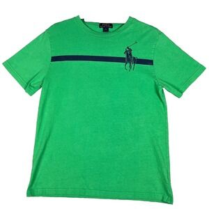 POLO RALPH LAUREN Green T Shirt Boys Size L 14-16 Pony Logo Number 3 On Back